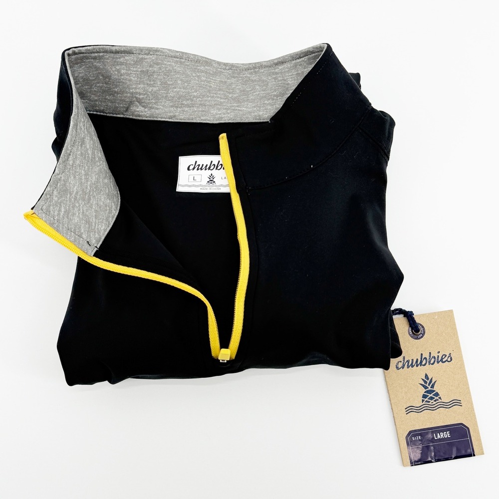 Chubbies Men Black 1/4 Zip Long Sleeve Pullover Sweatshirt Size Large Hiking NEW - Picture 13 of 14